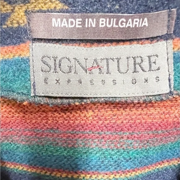 Signature Expressions Vintage Unisex Wool Blend Tribal Print Pocketed Vest Sz M - Picture 7 of 11